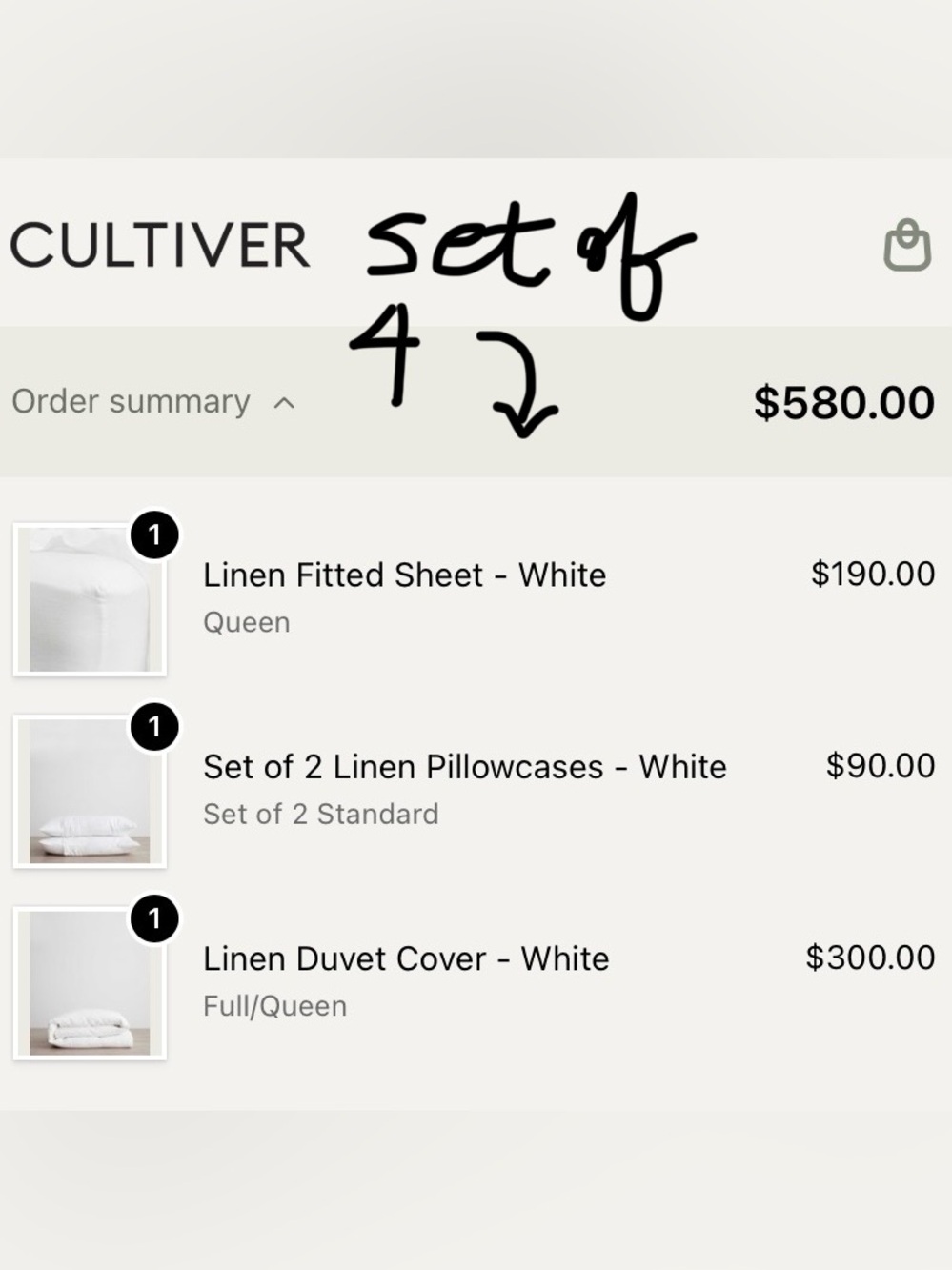 Cultiver - Set of 4 Full/1Queen DuvetCover/1Queen fittedsheet/2S pillowcases NWT